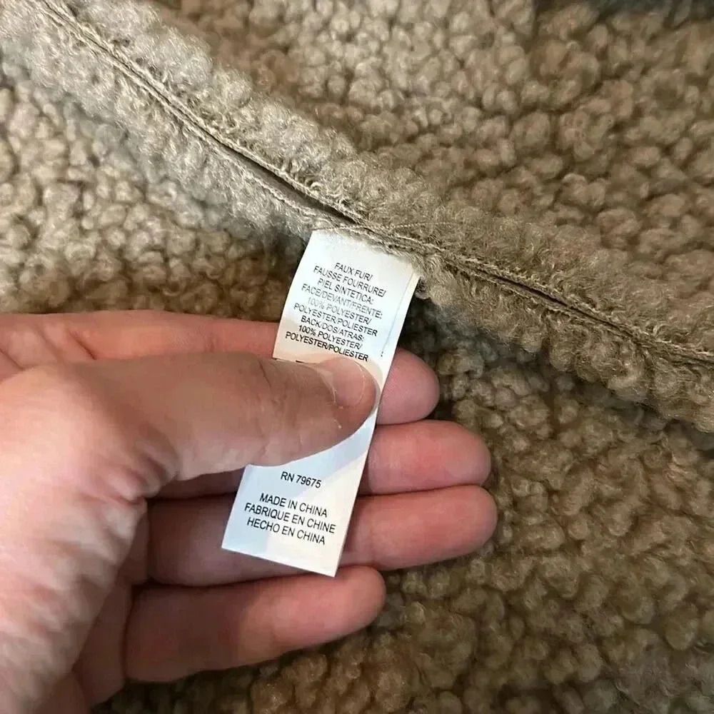 Lucky Brand Faux Shearling Button-Front Coat Women’s Size L - Picture 9 of 10
